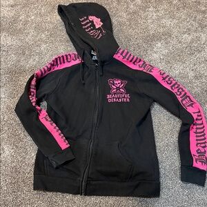 Beautiful Disaster Black and Pink Jacket